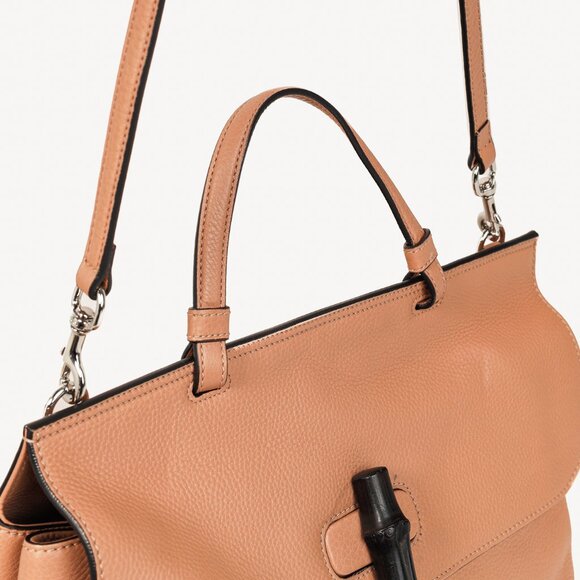 Gucci Bamboo Daily Rose Beige Leather Large Top Handle Bag - Picture 6 of 14